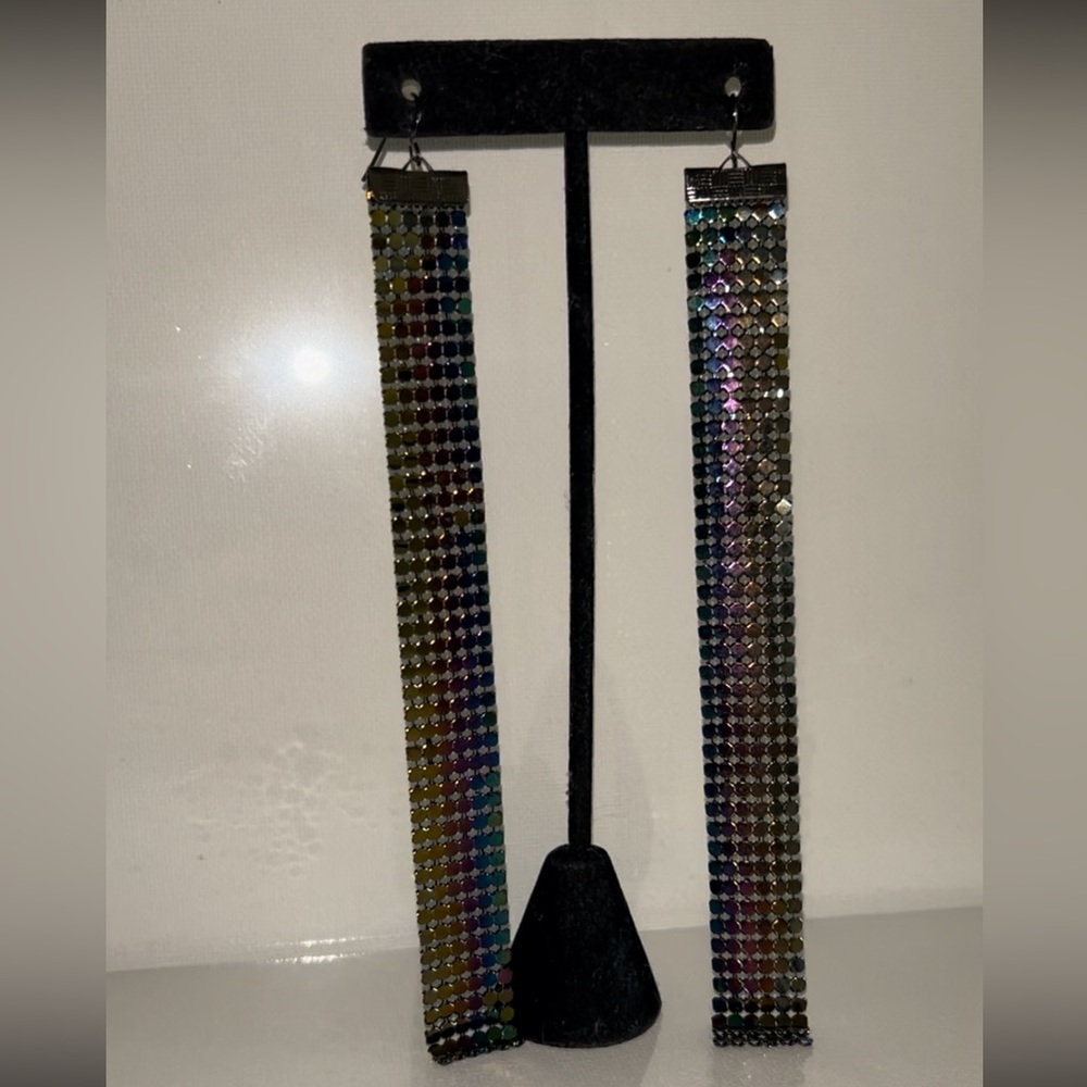 stunning long, multicolored earrings